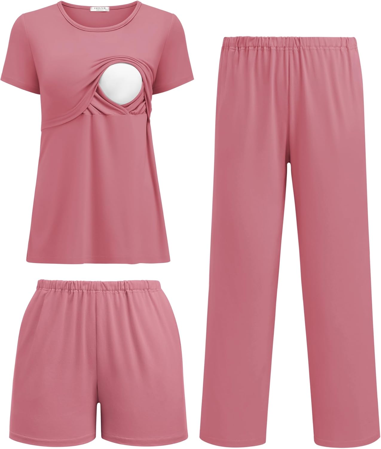 Ekouaer 3 Piece Postpartum Nursing Pajamas Set for Moms