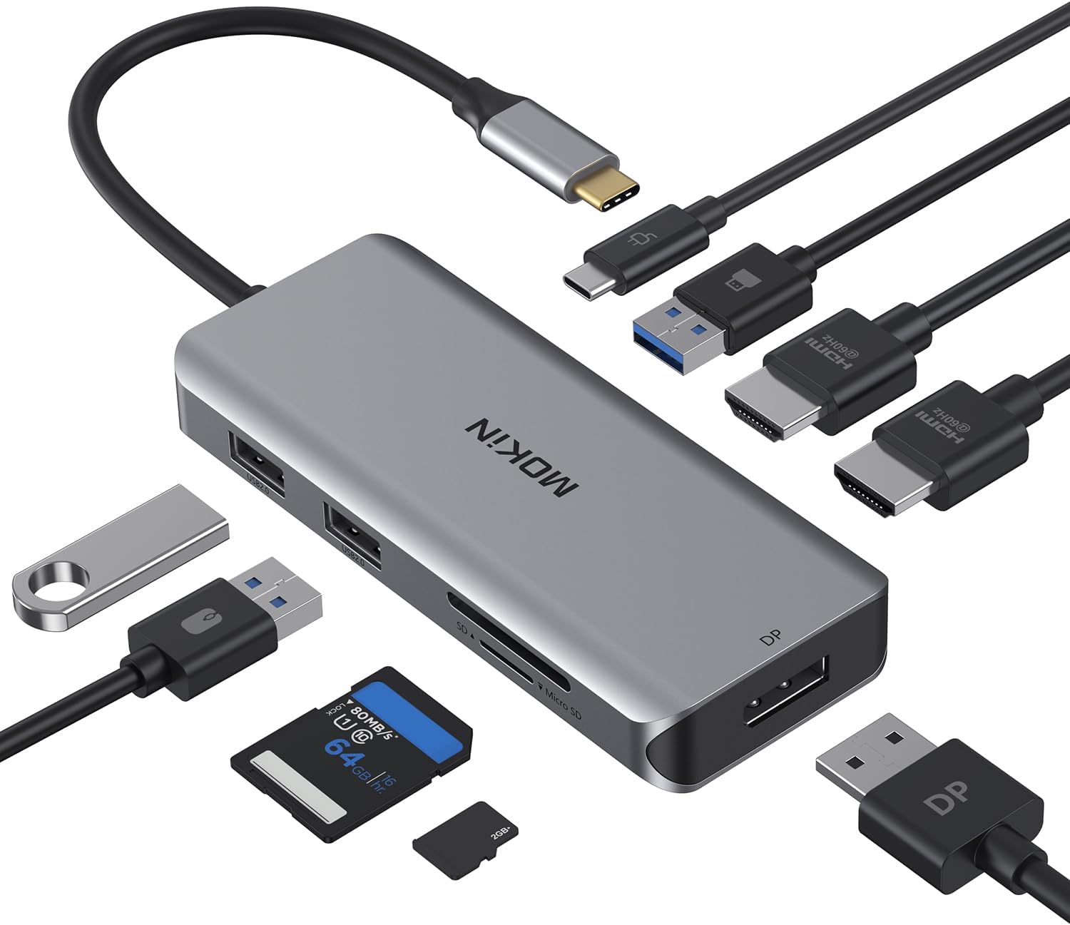 9 in 1 USB C Docking Station with Triple Display and Fast Charging