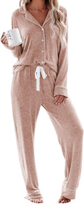 Aamikast Women's Pajama Sets Long Sleeve Button Down (Style WC5K)