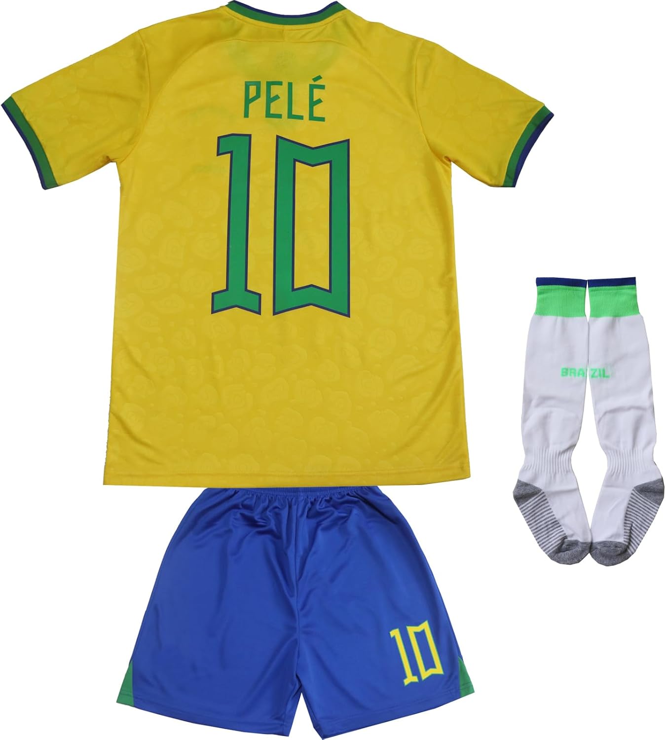 Vintage Brasil Home Retro Football Soccer Kids Jersey Set