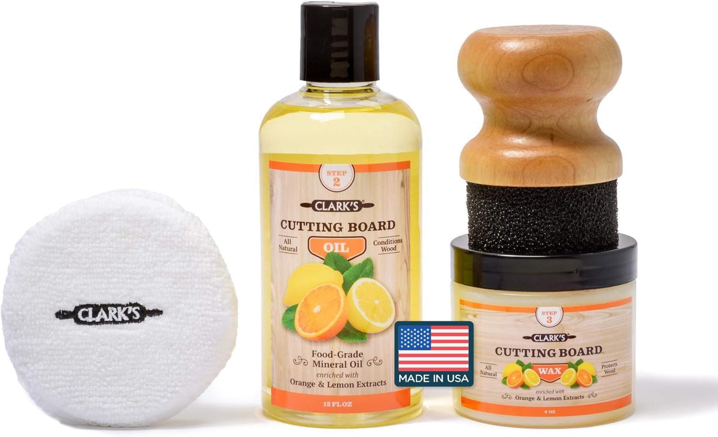 CLARKS Cutting Board Oil and Wax Kit for Wood Care Essentials