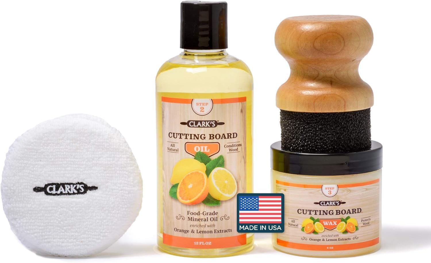 CLARKS Cutting Board Oil and Wax Kit for Wood Care Essentials