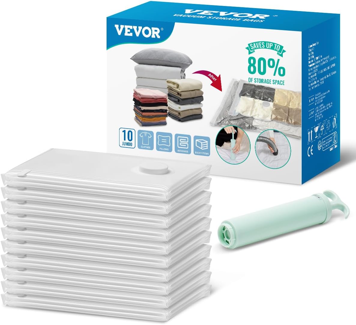 10 Jumbo Vacuum Space Bags by VEVOR - Maximize Storage Space!