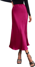 Elegant Women's Satin Midi Skirt with High Waist Fit by BTFBM