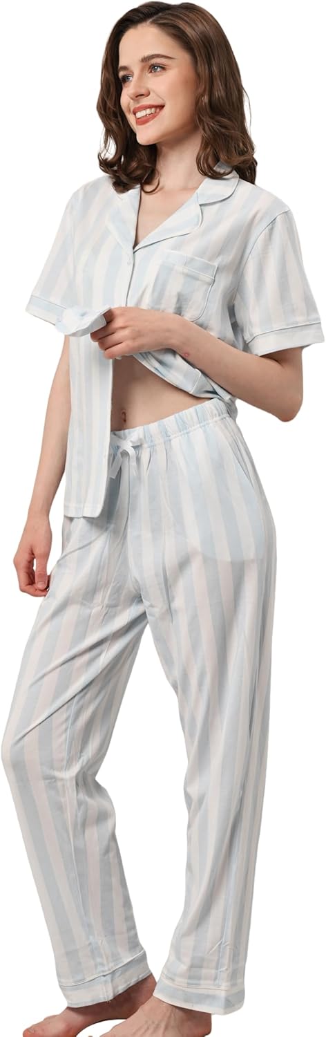 100% Cotton Pajamas for Women Sets Soft Sleepwear Loungewear