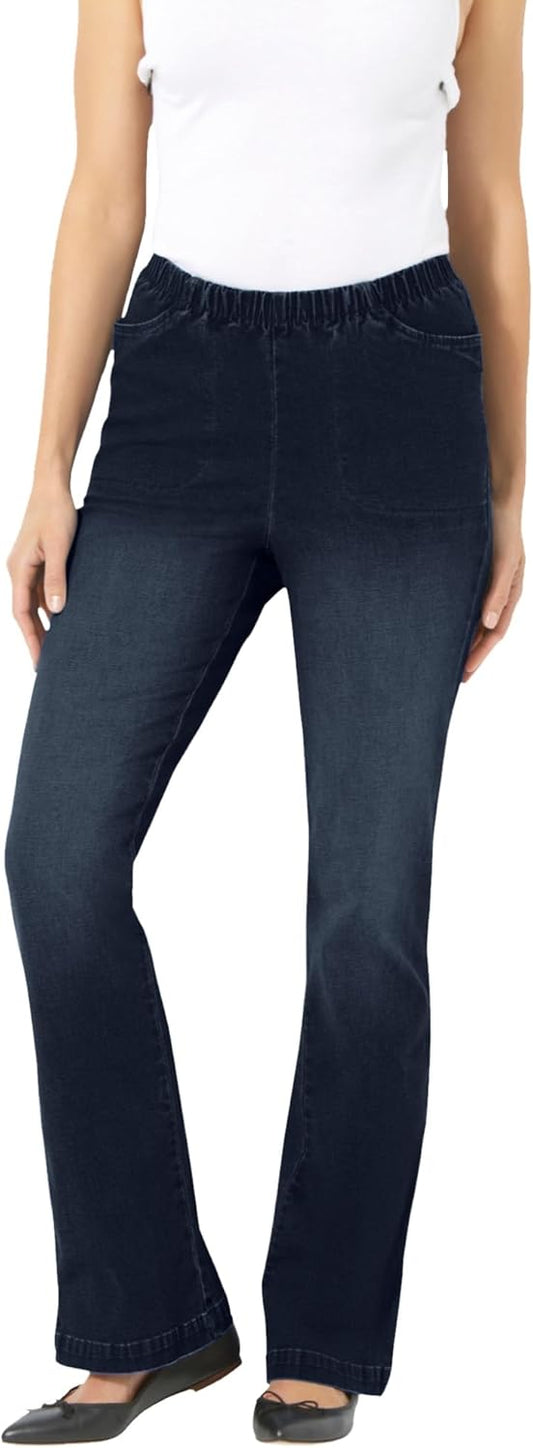 Plus Size Fineline Stretch Denim Wide-Leg Pull-On Jeans Review