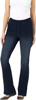 Plus Size Fineline Stretch Denim Wide-Leg Pull-On Jeans (Style 3BDS)