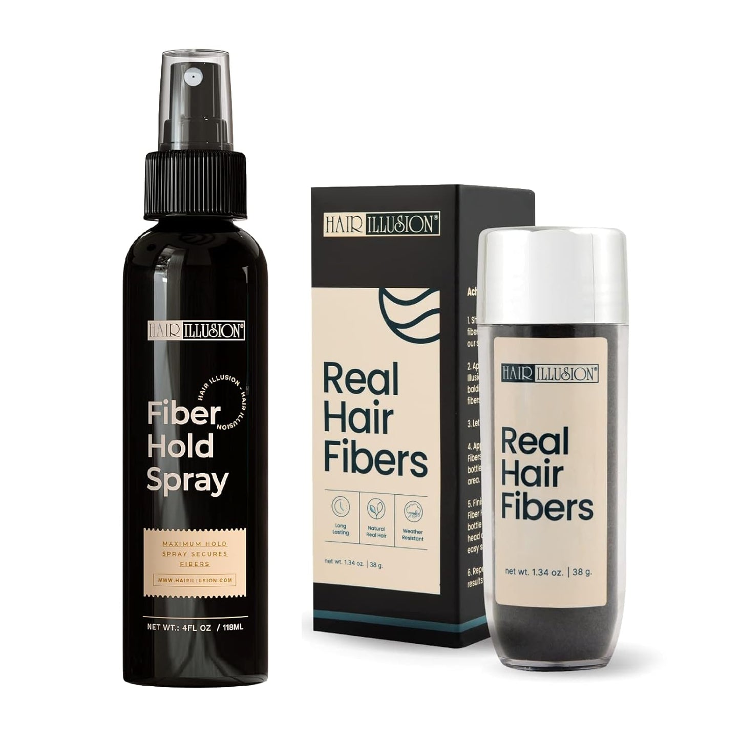 Hair Illusion Dark Brown Real Hair Fibers for Thinning Hair