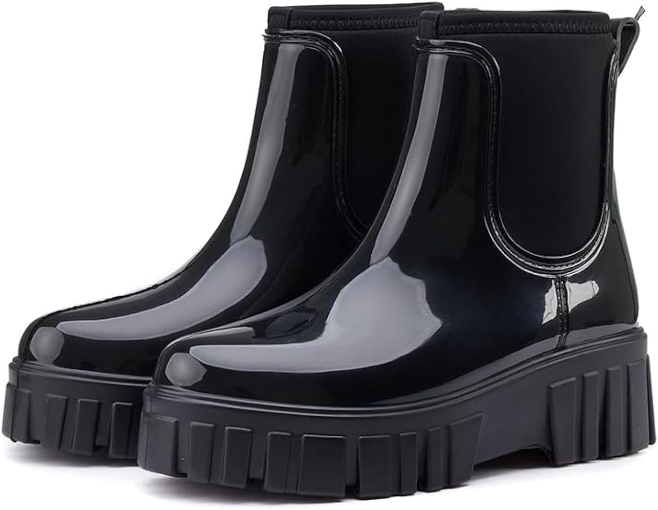 Womens Rain Boots - Waterproof Platform Chelsea Ankle Garden Boots