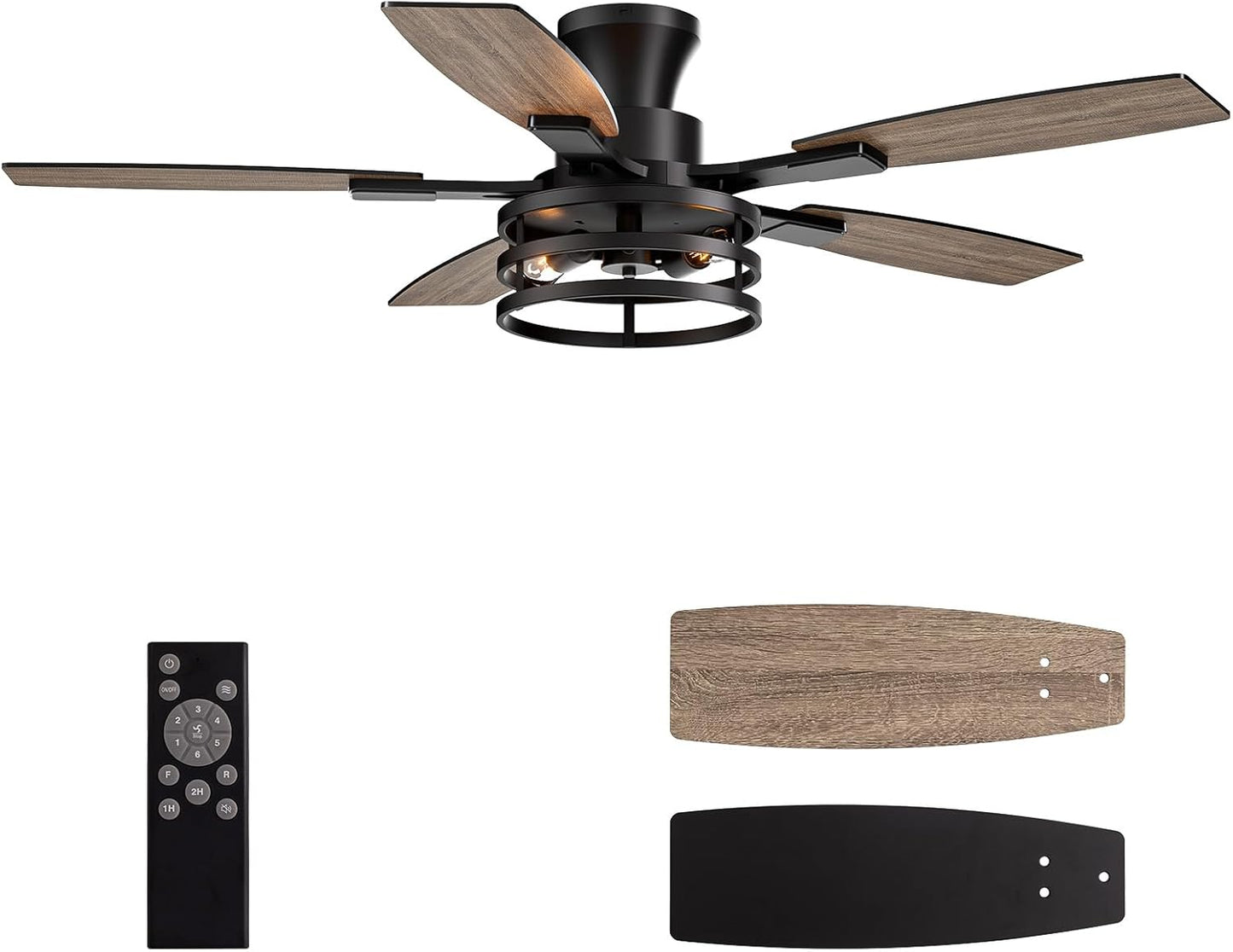 46 Inch Flush Mount Ceiling Fan with Lights and Remote Control