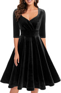 Womens Velvet Long Sleeve Midi Dress - Flattering Empire Waist