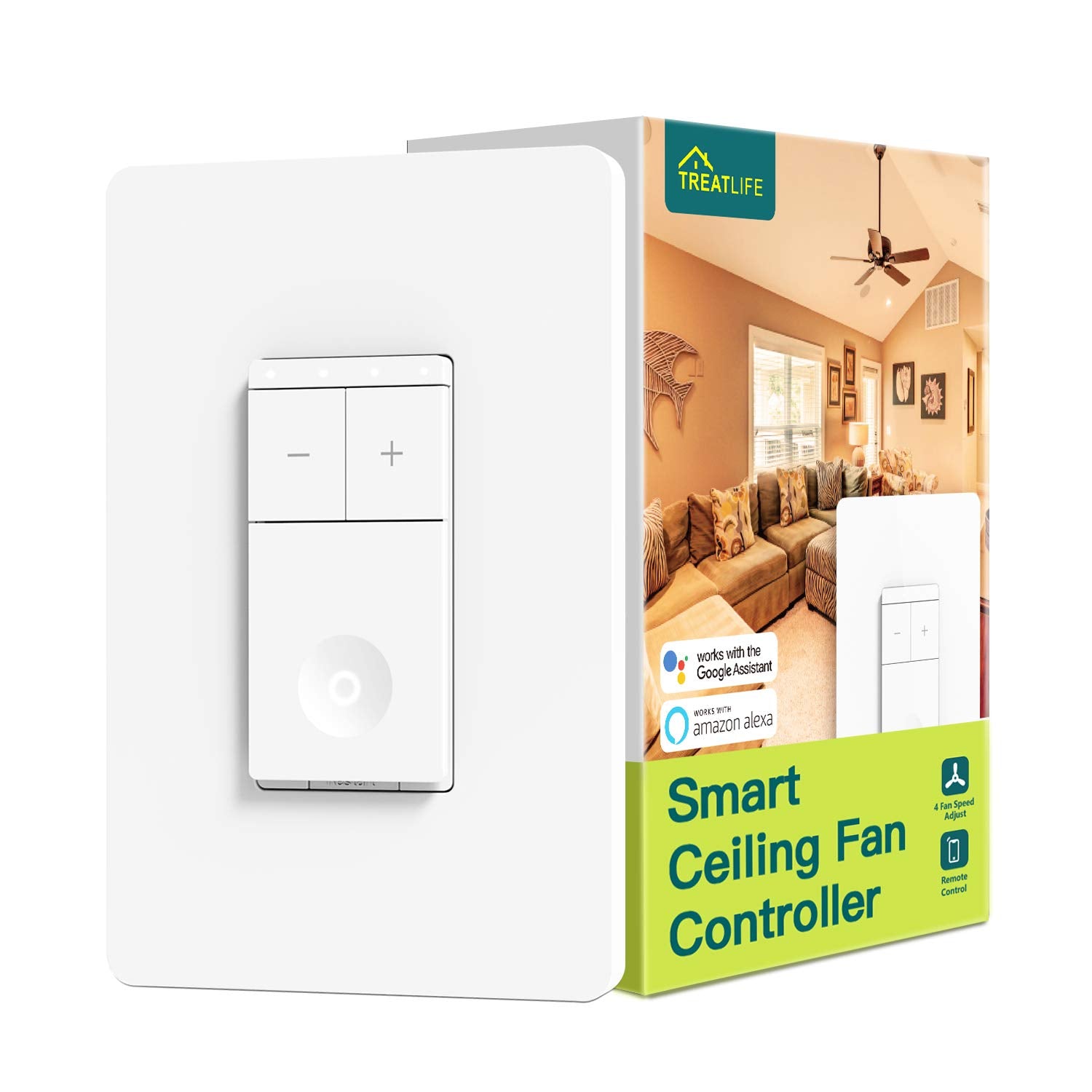 TREATLIFE Smart Ceiling Fan Control with 4 Speed Options