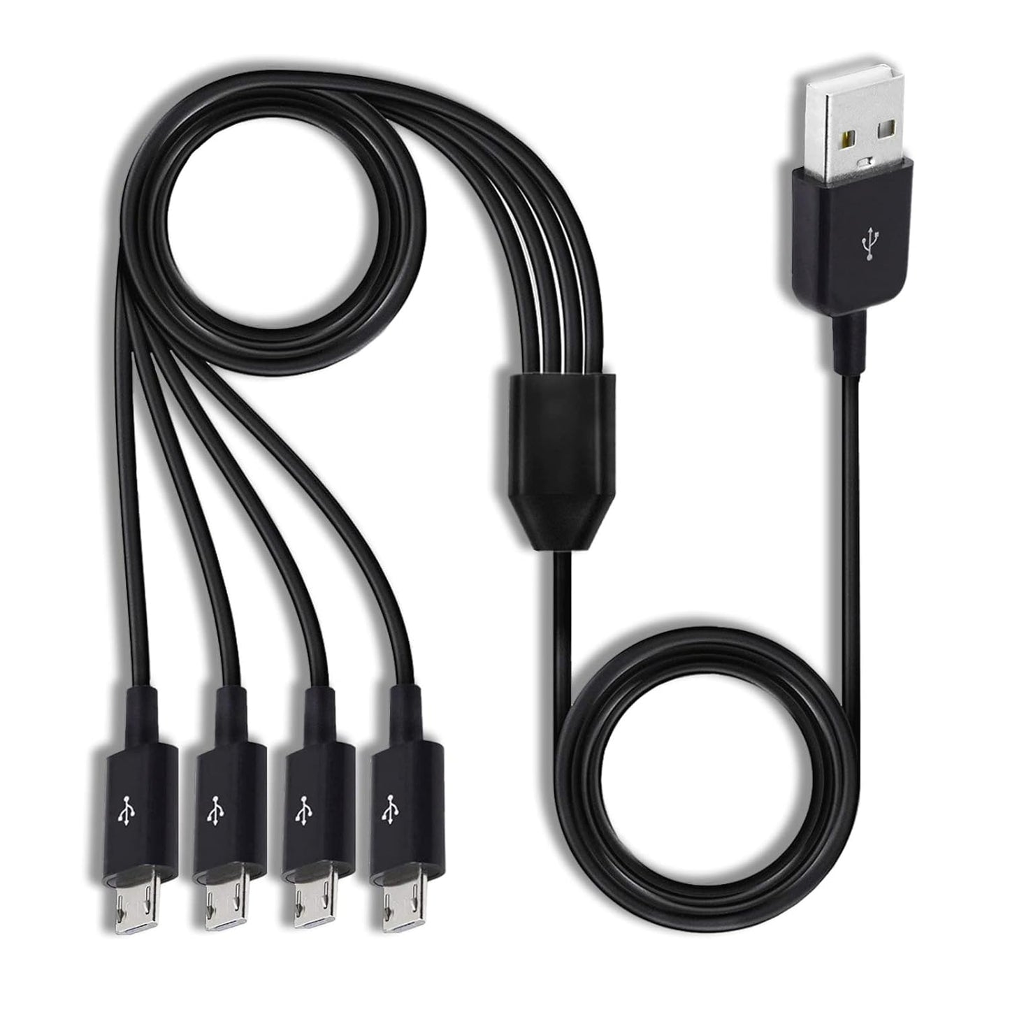 Herfair 4-in-1 Micro USB Splitter Cable - Fast Data Sync/Charge