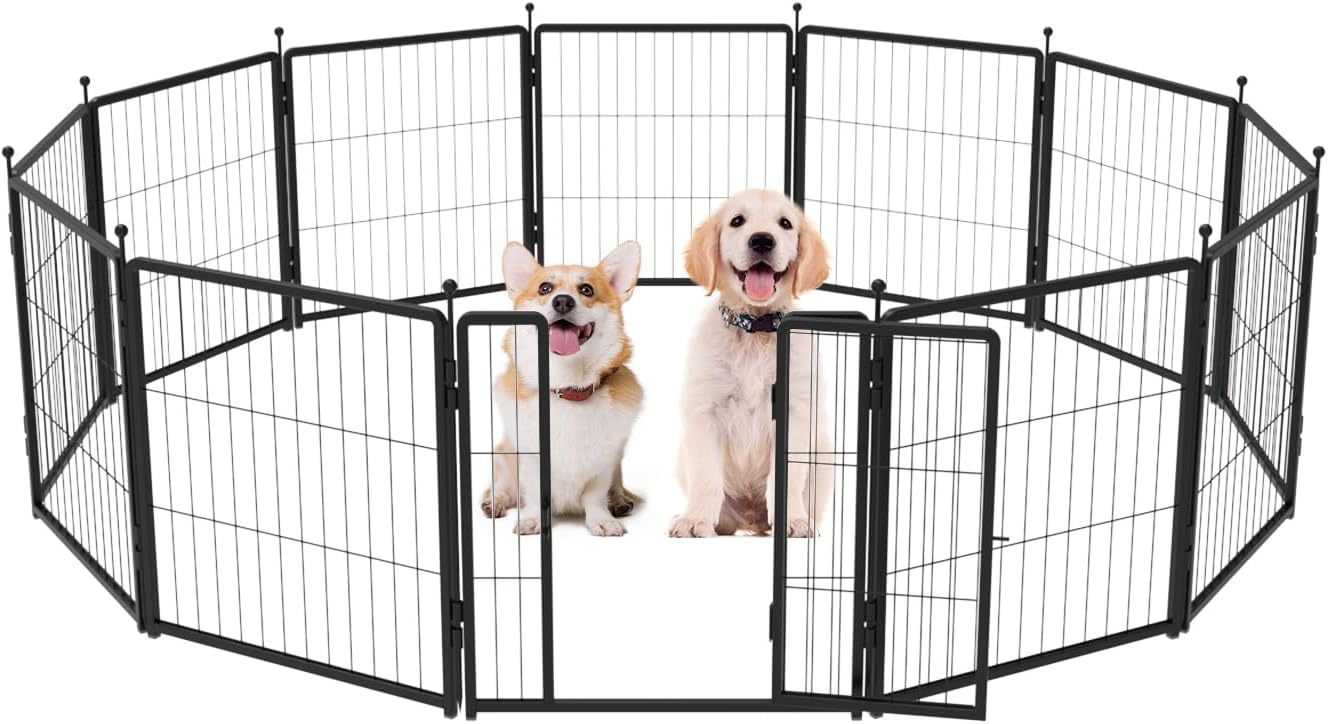 Dog Playpen 24 Inch Heavy-Duty Metal Pet Fence for Safety