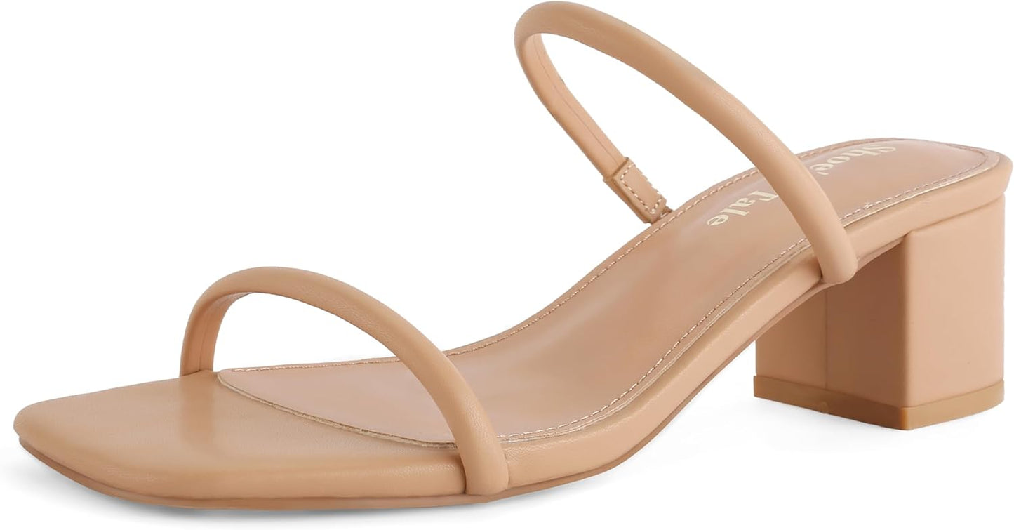Shoe'N Tale Strappy Heels for Women with Low Block Heel
