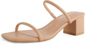 Shoe'N Tale Strappy Heels Square Open Toe Low Block Heel - Dressy band
