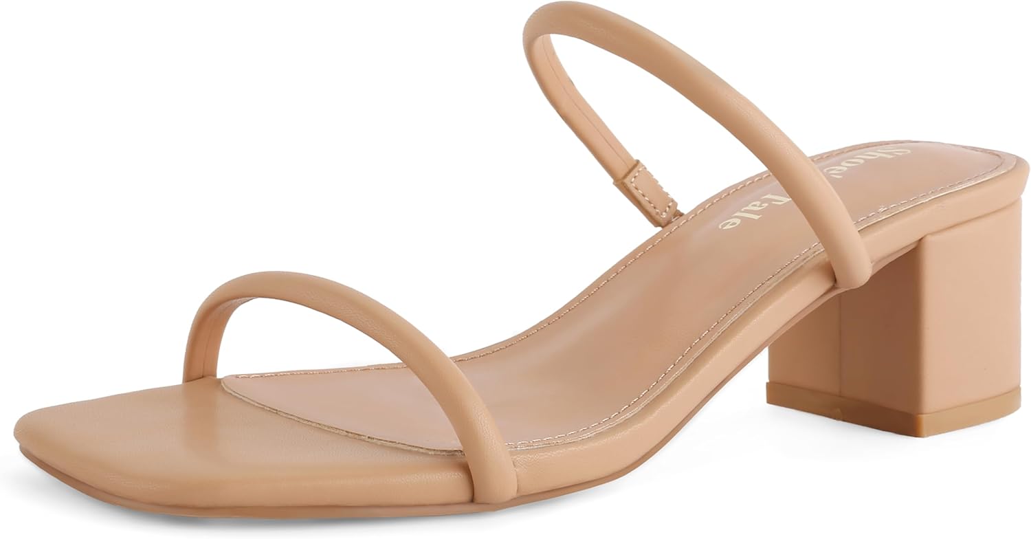Shoe'N Tale Strappy Heels for Women with Low Block Heel Style