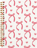 Coquette Red Bow Notebook Journal 5.5x8.3 - Preppy Spiral Notebook