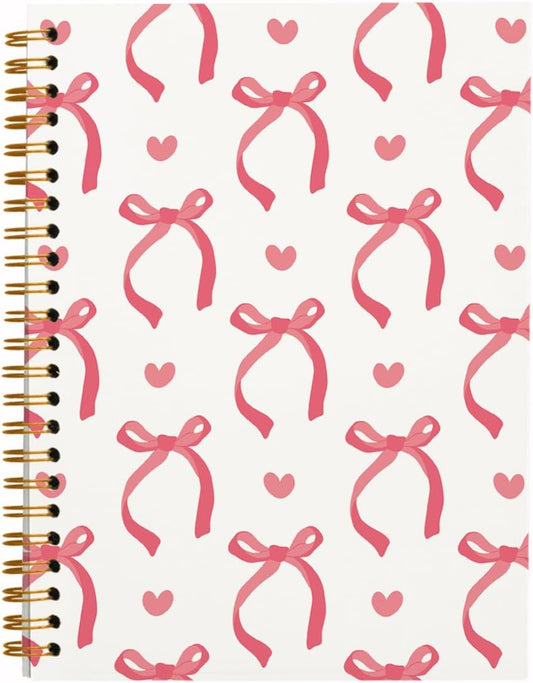 Trendy Coquette Red Bow Spiral Notebook - Perfect Gift for Girls & Women!