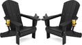 SERWALL HDPE Folding Adirondack Chair Set of 2 - Comfortable Outdoor