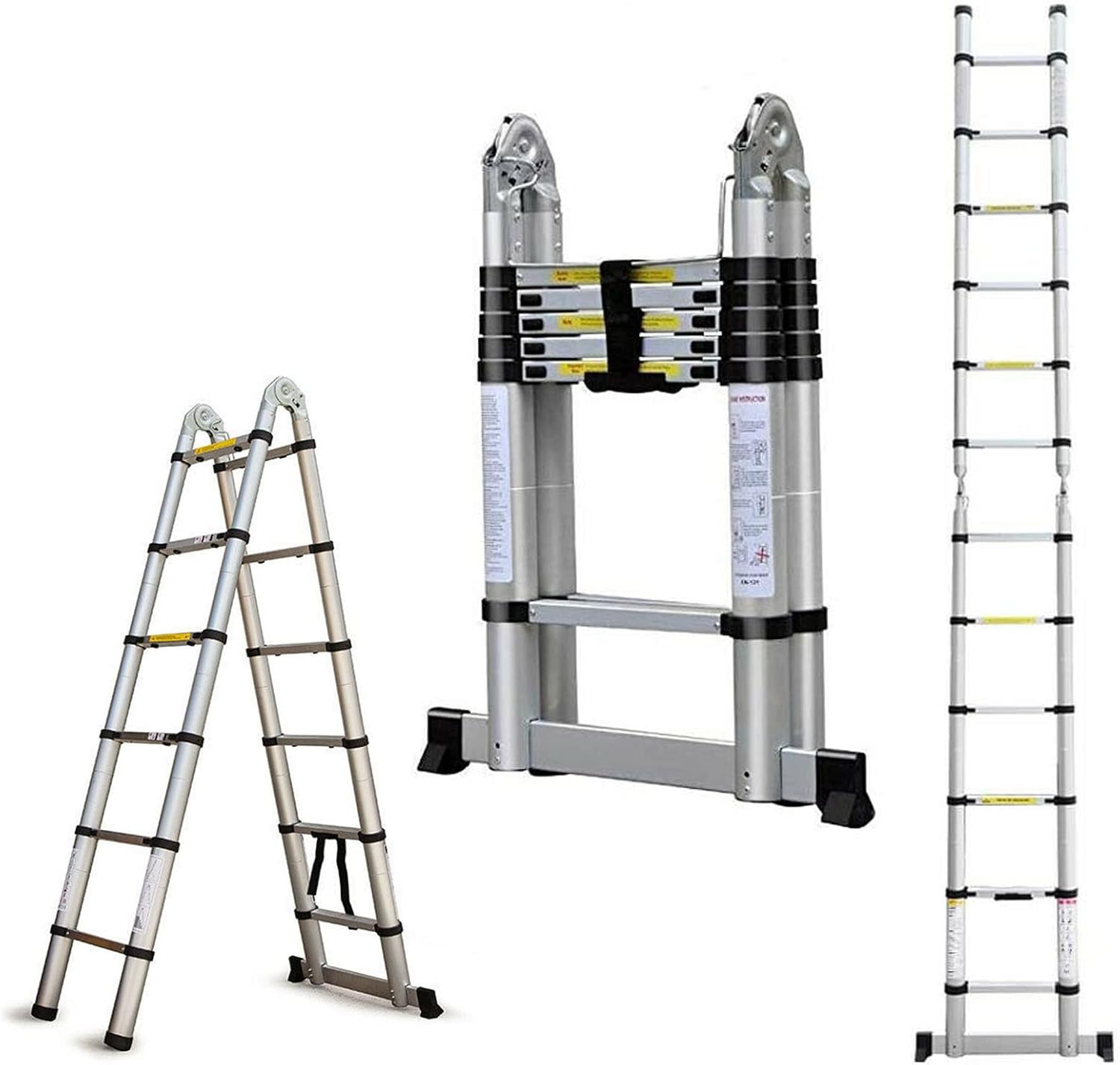 12.5ft Aluminum Telescopic Extension Ladder for Multi-Purpose Use