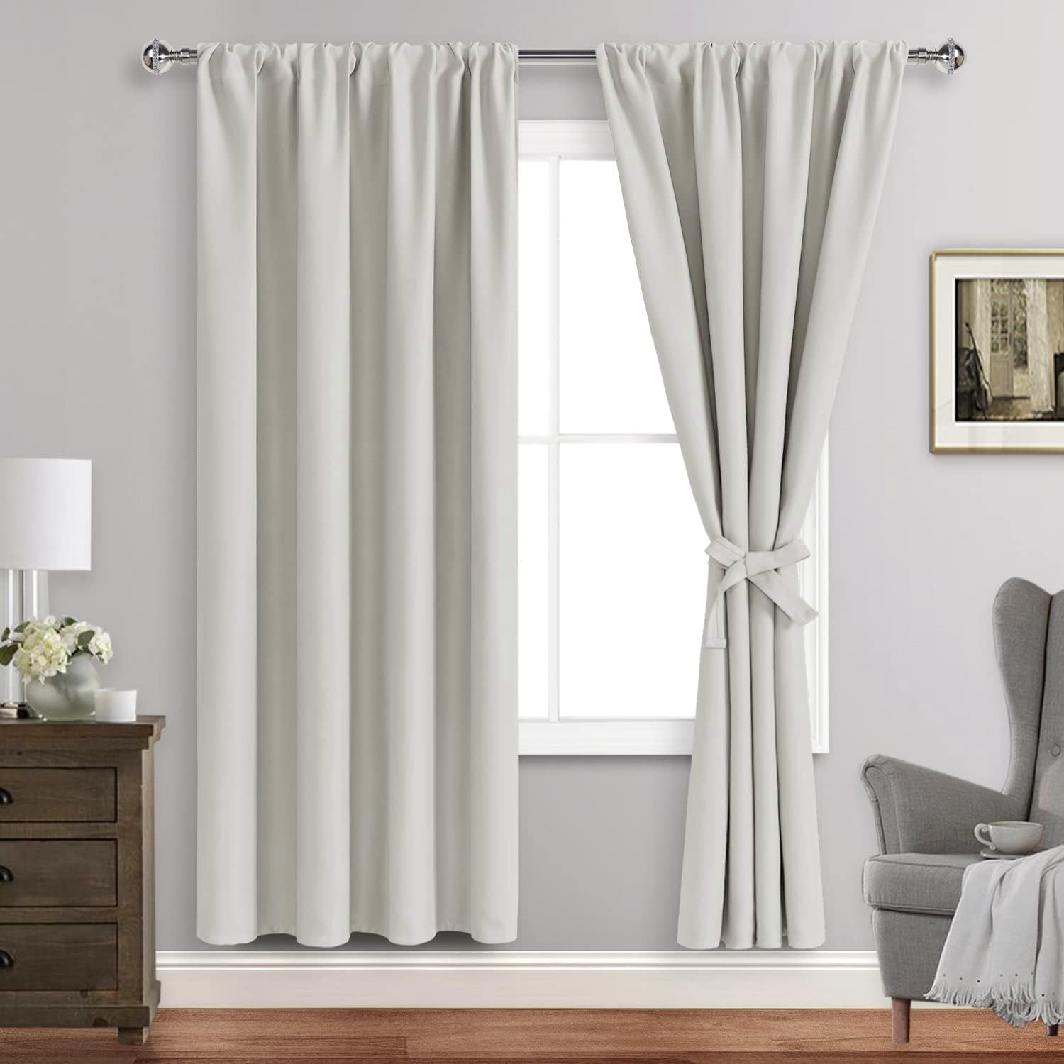 JIUZHEN Blackout Curtains for Bedroom Thermal Insulated Noise Reducing