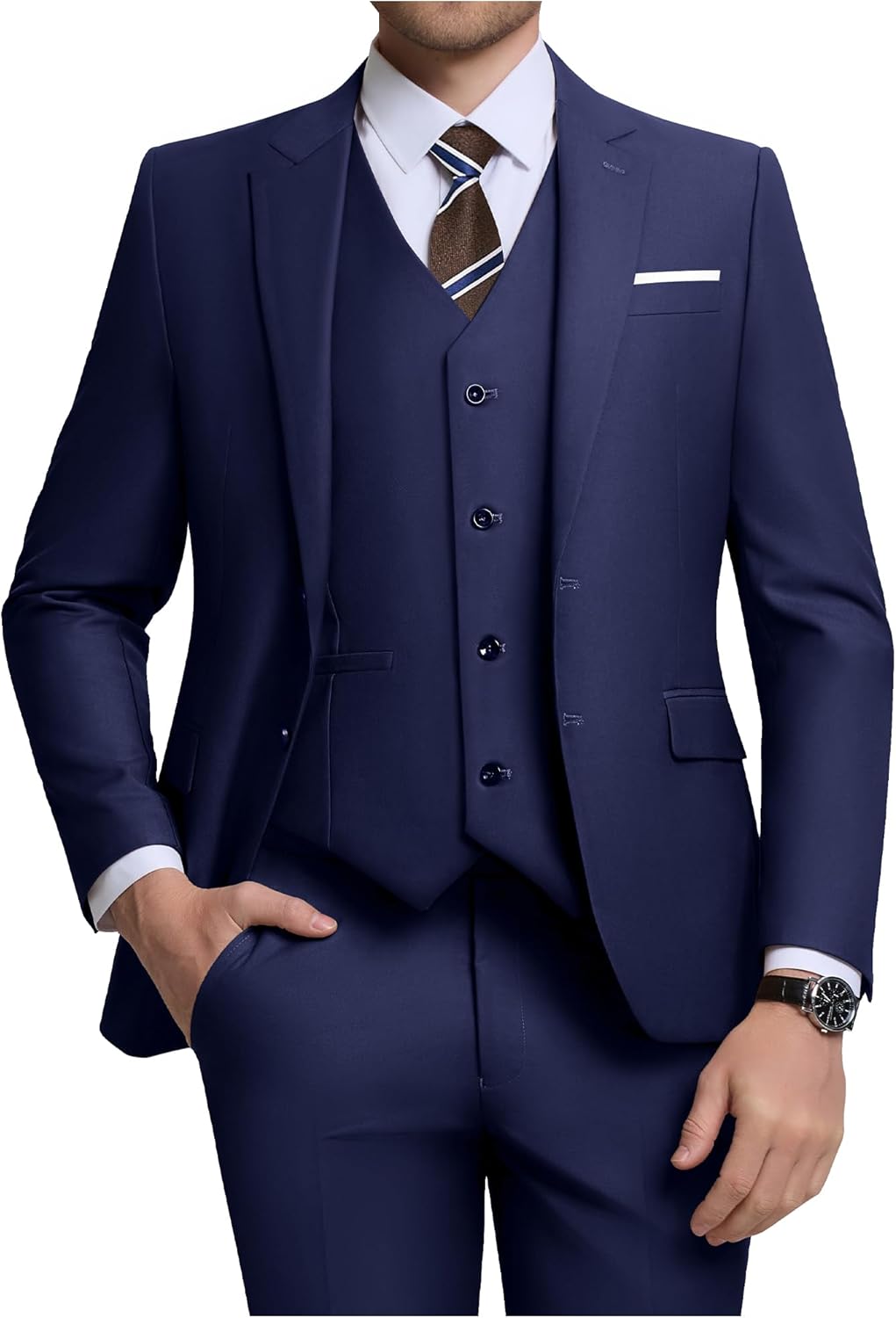 Men's 3 Piece Slim Fit Suit Set for Weddings and Business Events