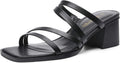 Womens Strappy Square Toe Block Heel Mules - Comfortable Dress Sandals