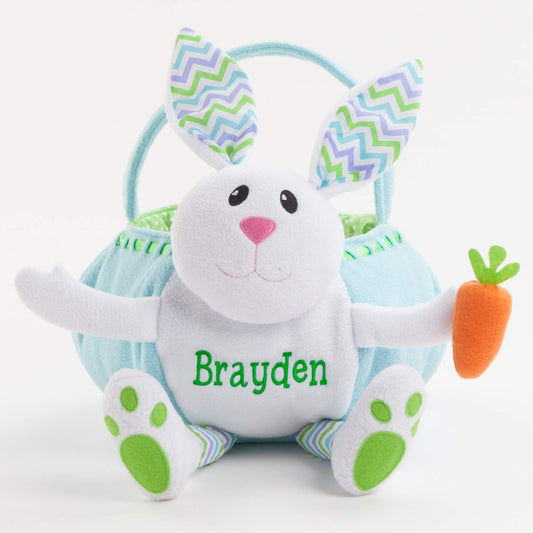 Custom Name Blue Plush Easter Basket | Personalized Planet