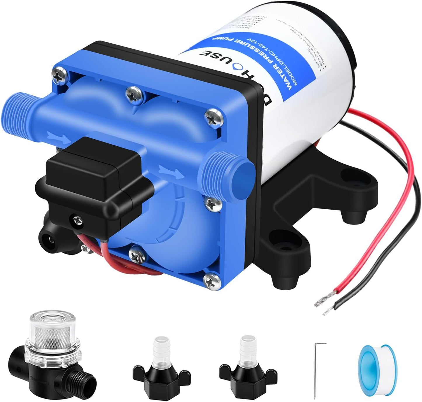 DC HOUSE 42 Series RV Water Pump Replacement for Quiet Operation