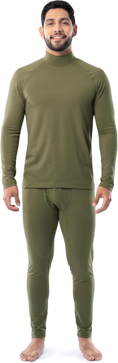 Fruit of the Loom Men's Sueded Jersey Mock Neck Thermal Set
