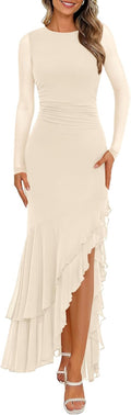 Cocktail Dresses For Women Maxi Dress - Ruched Ruffle Bodycon