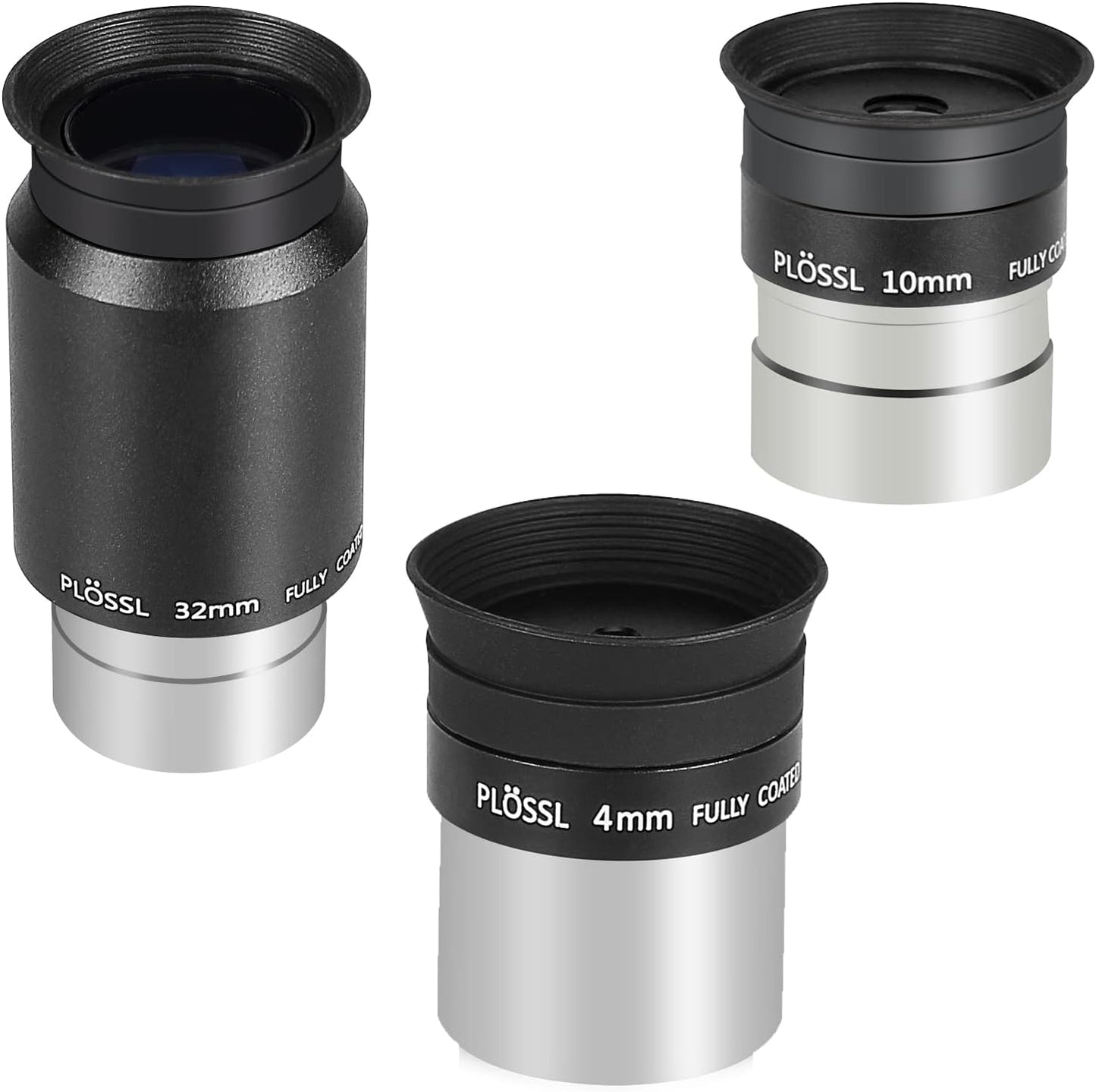 1.25in Telescope Eyepiece Kit with 3 Plossl Eyepieces for Astronomy