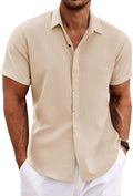 COOFANDY Men's Linen Short Sleeve Button Down Shirt - Lightweight day
