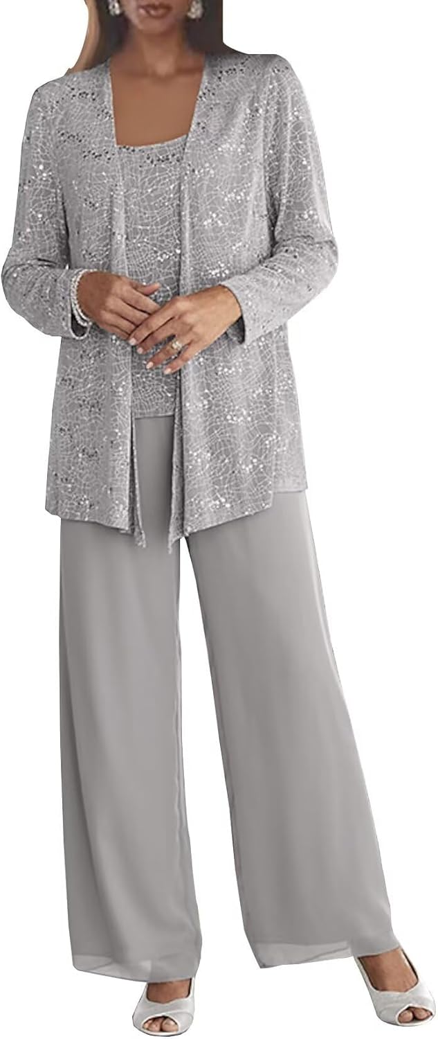 Chiffon Mother of The Bride Pant Suits for Elegant Weddings