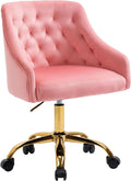 Luxurious Velvet Home Office Desk Chair with Gold Swivel Wheels