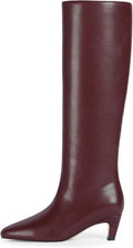 Knee High Kitten Heel Boots Women Square Toe Tall Boots - Comfortable