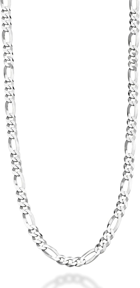Miabella 925 Sterling Silver 5mm Figaro Link Chain Necklace