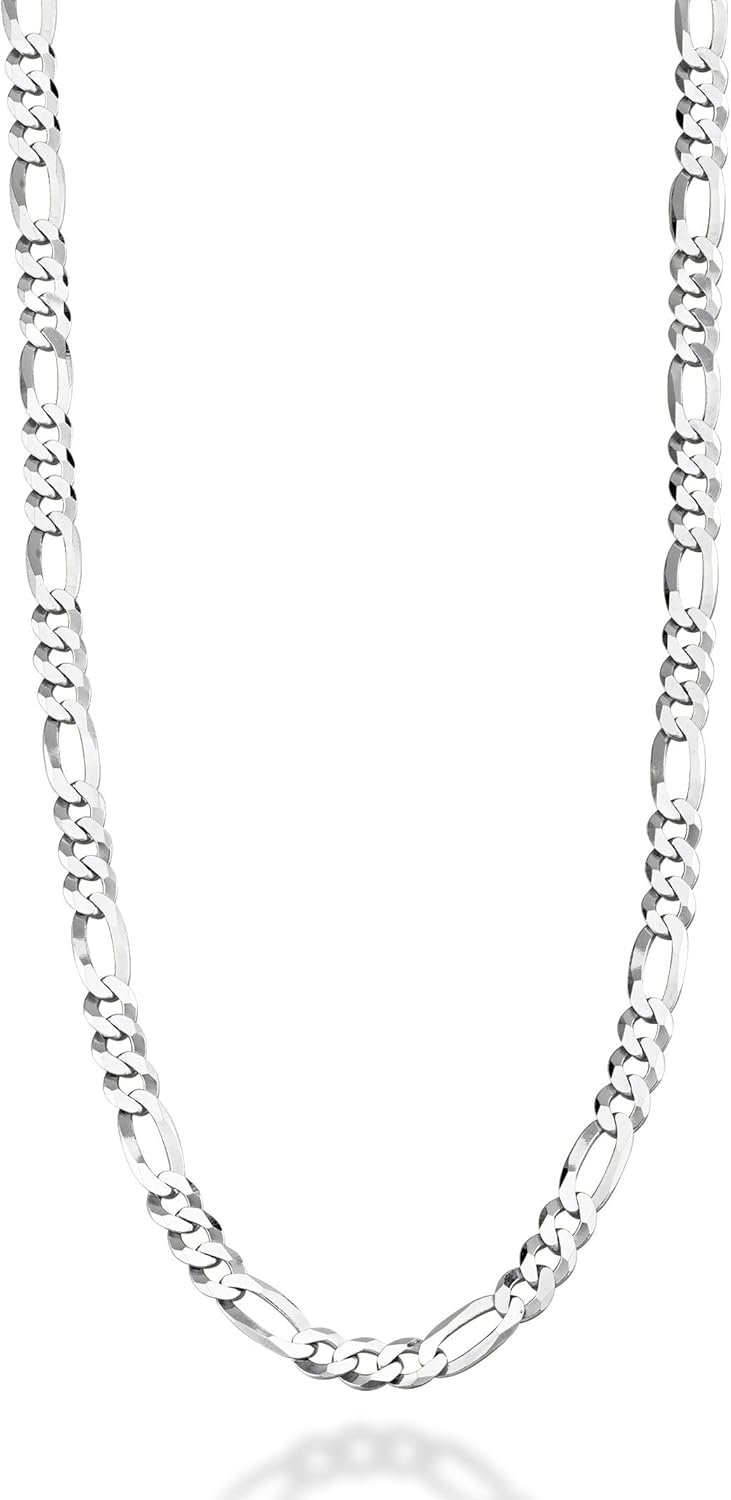 Miabella 925 Sterling Silver 5mm Figaro Link Chain Necklace