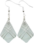 Sea Glass Earrings for Women - Handmade Hawaiian Wire Cross Drop