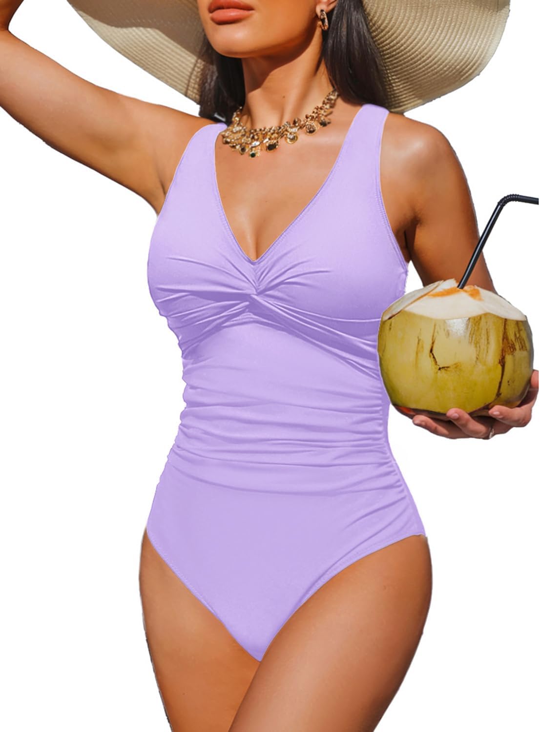 Holipick Women Tummy Control One Piece Swimsuit for Elegance