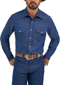 Wrangler Cowboy Cut Western Chambray Snap Work Shirt - Durable Fit was