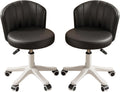 Small PU Leather Rolling Vanity Chair - Low Back, Height Adjustable
