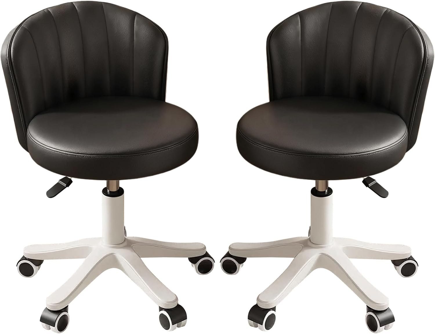 Small Round Rolling Desk Chair with Adjustable Height and Style