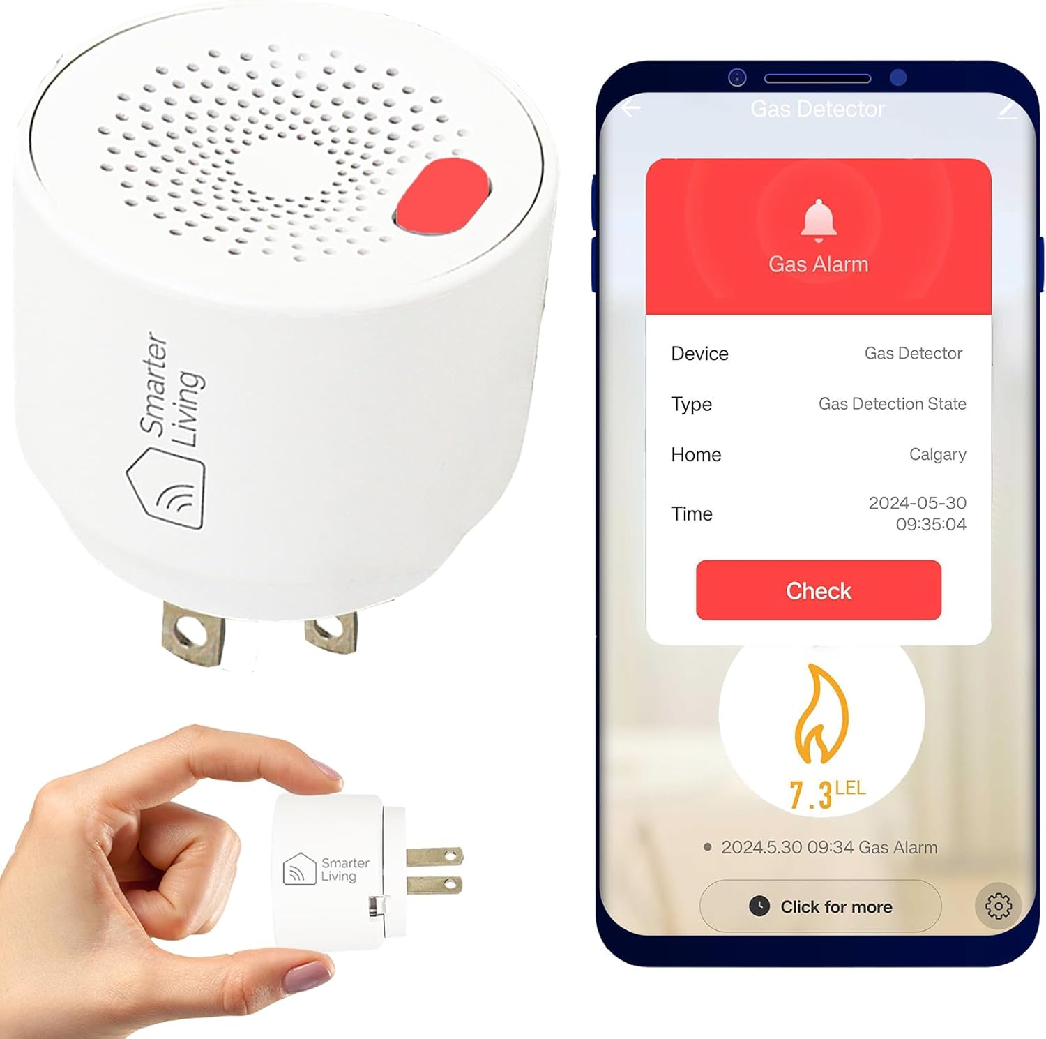 WiFi Gas Alarm Leak Detector for Home, RV, and Trailer Safety