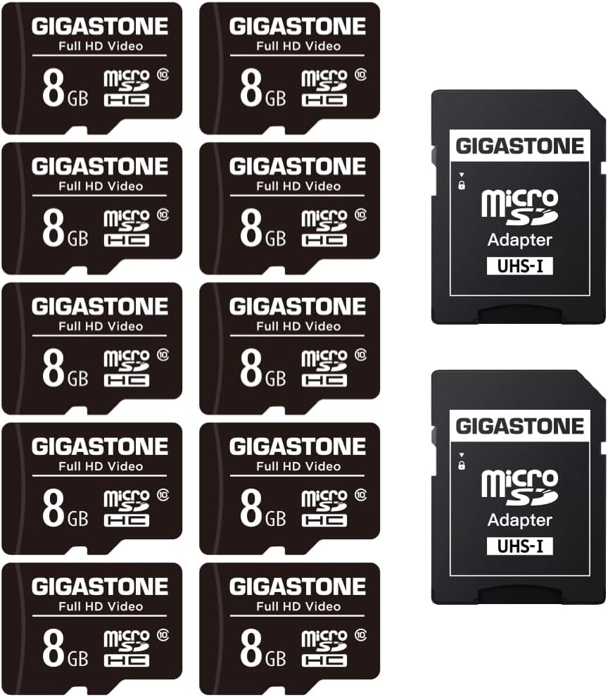 Capture Crisp HD Footage: Gigastone 8GB 10-Pack Micro SD Card