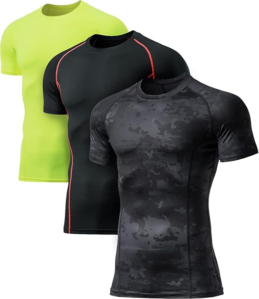 ATHLIO Men's Cool Dry Short Sleeve Compression Shirts for Sports