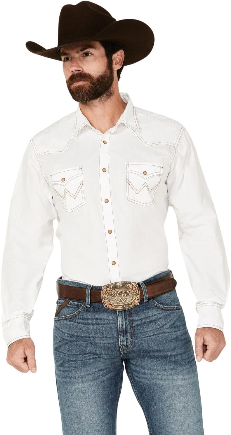 Wrangler Men's Denim Light Wash Long Sleeve Snap Shirt Review