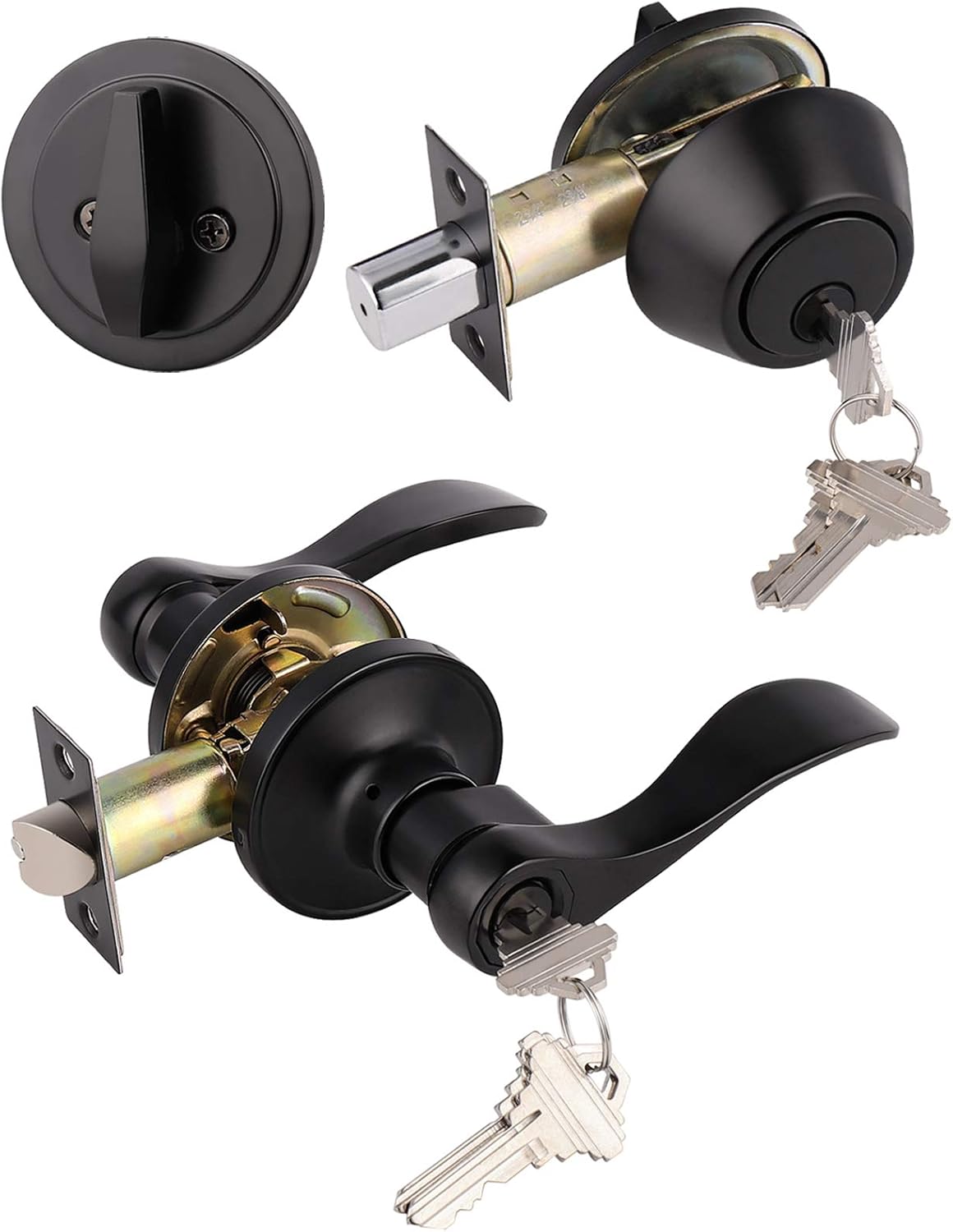 Exterior Door Lever Lockset with Deadbolt for Security Needs