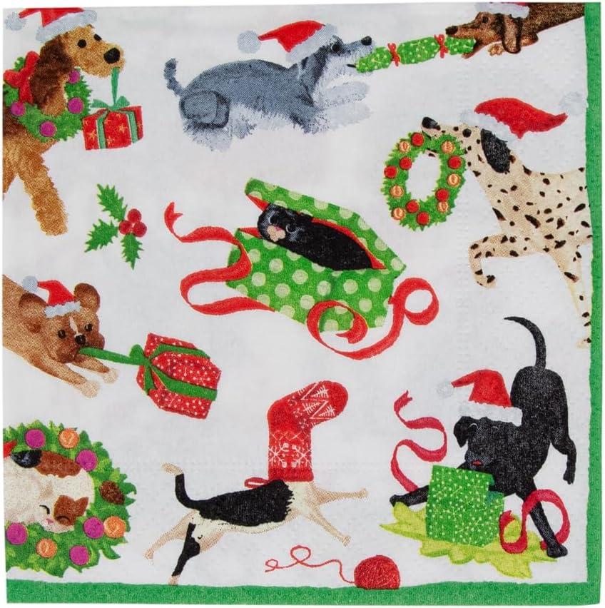 Caspari Christmas Mischief Cocktail Napkins - Set of 20 | Festive Decor